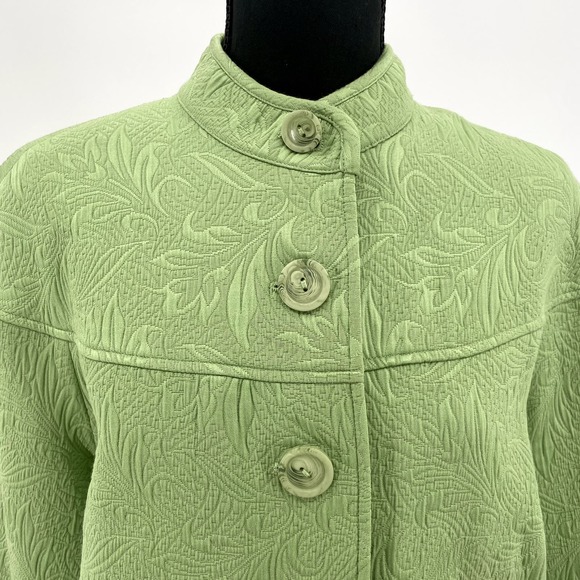 Emma James Women's Brocade Button-Front Light Green Cardigan Jacket Size 16 - Picture 10 of 11